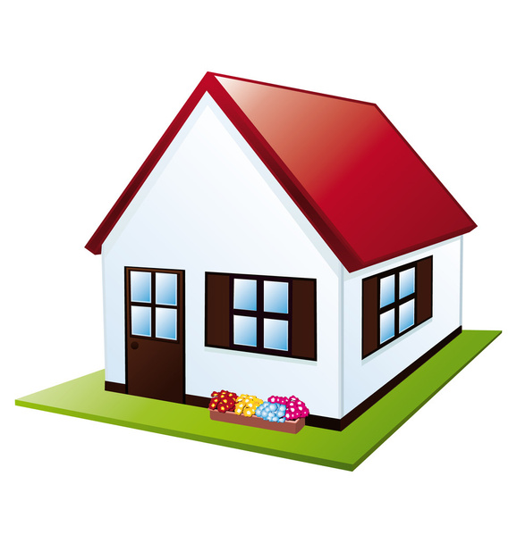 Litlle house with garden - Vector, Image