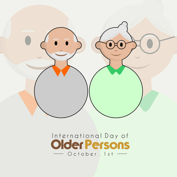 おじいちゃんとおばあちゃんの背景を持つ高齢者、おじいちゃんとおばあちゃんの国際デー - ベクター画像