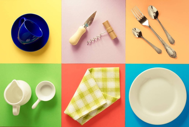kitchenware at colorful background - Foto, Bild