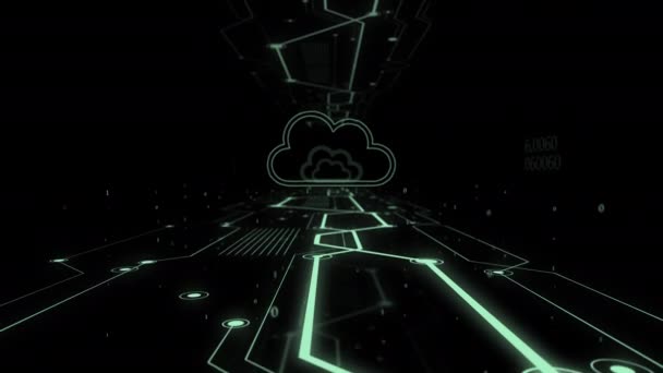 Ansicht des Cloud-Speichersymbols auf dem digitalen Hintergrund. - Filmmaterial, Video