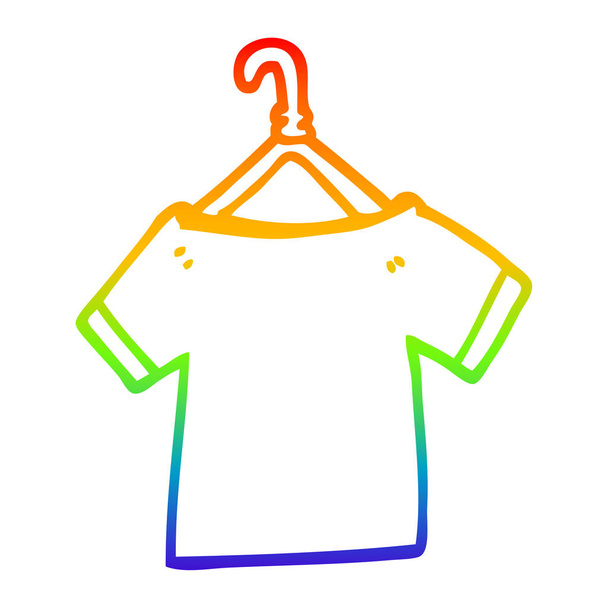 rainbow gradient line drawing cartoon t shirt on hanger - Vector, Image
