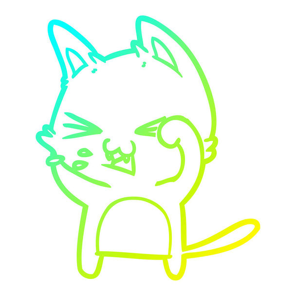 Холодная градиентная линия рисования мультяшного шипения кошки
 - Вектор,изображение