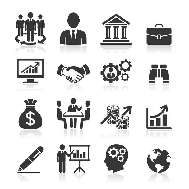 Ícones de negócios, gestão e conjunto de recursos humanos
 - Vetor, Imagem