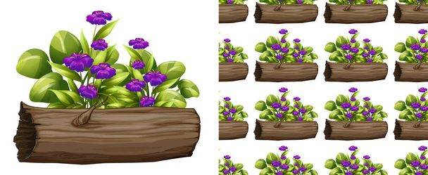 Bezproblémový design s purpurovými květy na logu - Vektor, obrázek