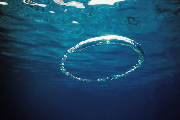 Bubble Ring Underwater, Ring Bubble. - Photo, image