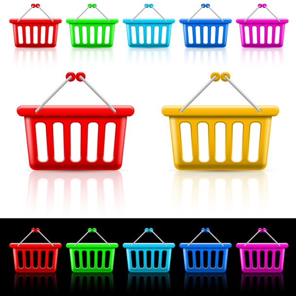 Icons with shopping baskets - Vetor, Imagem