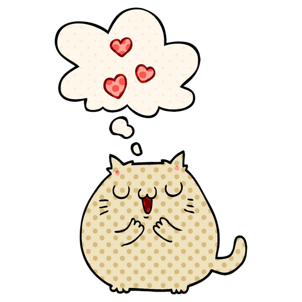 χαριτωμένο γάτα καρτούν στην αγάπη και σκέψη φούσκα σε στυλ κόμικ - Διάνυσμα, εικόνα