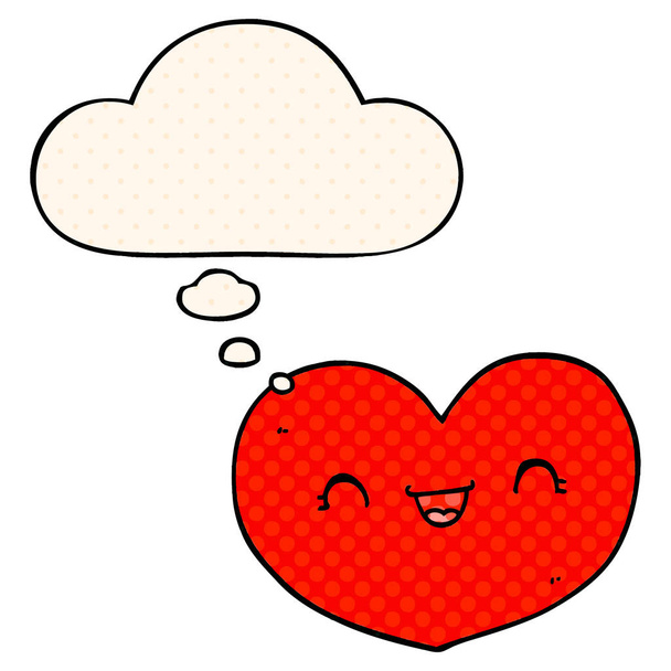 cartoon love heart and thought bubble in comic book style - Vector, Image