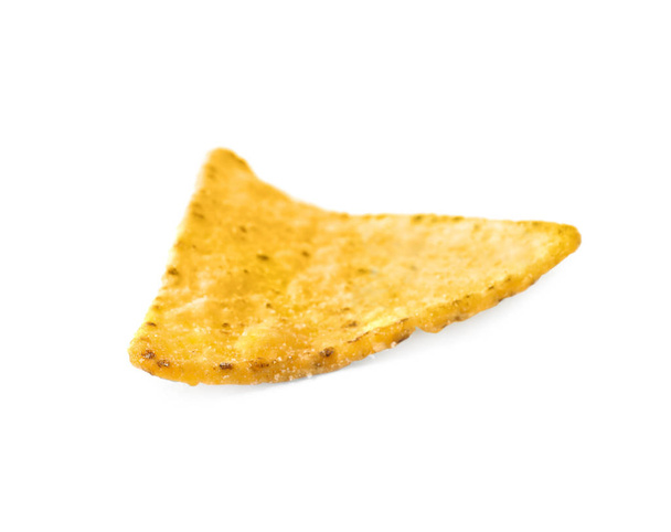 Tasty Mexican nacho chip on white background - Фото, изображение