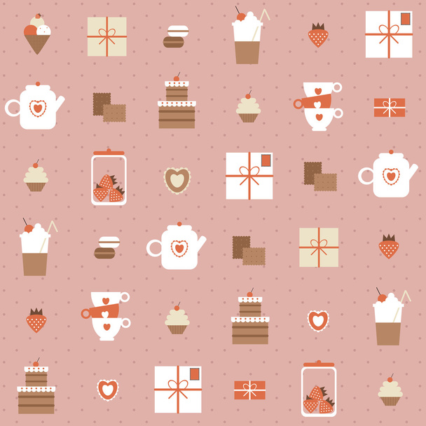 Vector seamless pattern of love and sweets - Vektor, kép