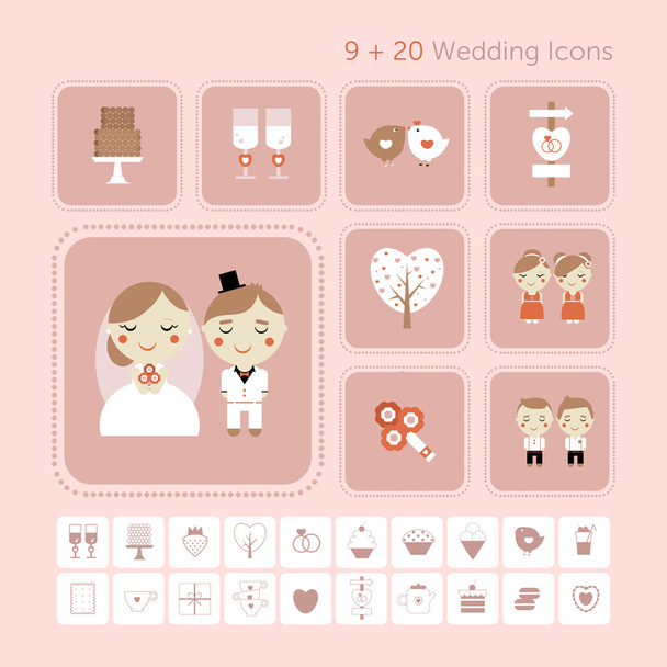 Lindo vector conjunto de boda, amor y dulces
 - Vector, Imagen