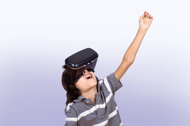 Little boy playing video games with VR. - Foto, Imagem