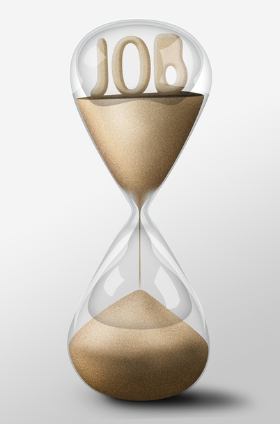 Hourglass with Job made of sand. Concept of uncertainty - Φωτογραφία, εικόνα
