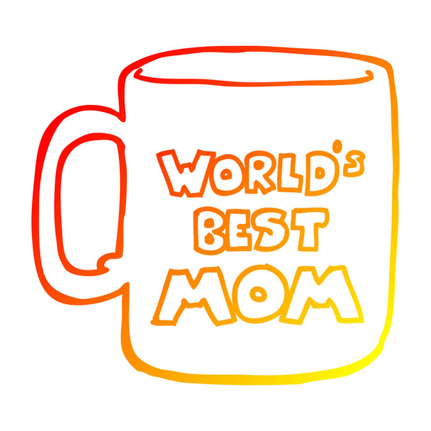 warm gradient line drawing worlds best mom mug - Vector, Image