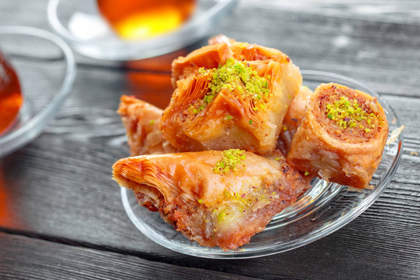 Traditional Baklava on Wooden Table - Photo, image