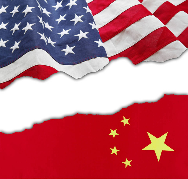 Amerikan ve Çin bayrakları - Fotoğraf, Görsel