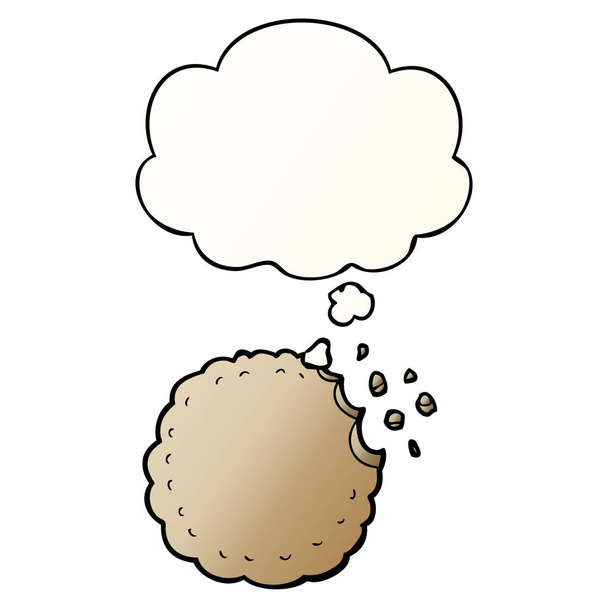 karikatúra cookie és gondolta buborék sima gradiens stílusban - Vektor, kép