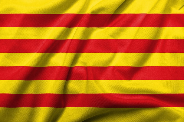 Bandeira 3D da Catalunha cetim
 - Foto, Imagem