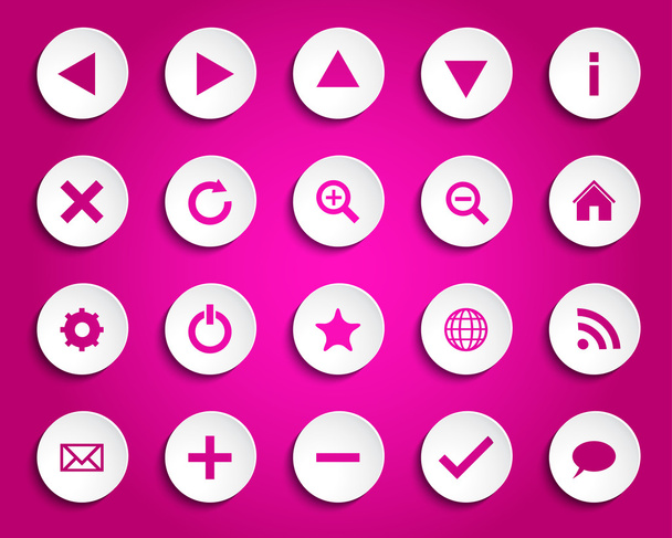 Vector simple paper icons isolated on pink background - Vettoriali, immagini