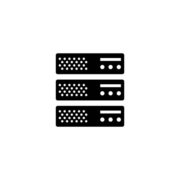 Hostitelský server, datové centrum, ikona plochého vektoru webového úložiště - Vektor, obrázek