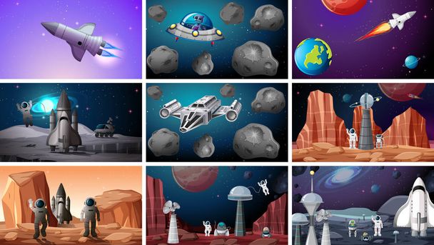 Set of space backgrounds - Vector, Image