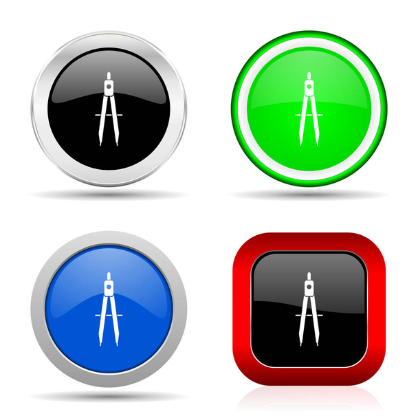 Learning red, blue, green and black web glossy icon set in 4 options - Fotoğraf, Görsel