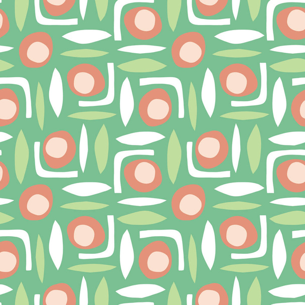 Bezszwowe biały kolor kolaż kształtów papier pomarańczowy retro streszczenie styl wektor wzór zielony - Wektor, obraz