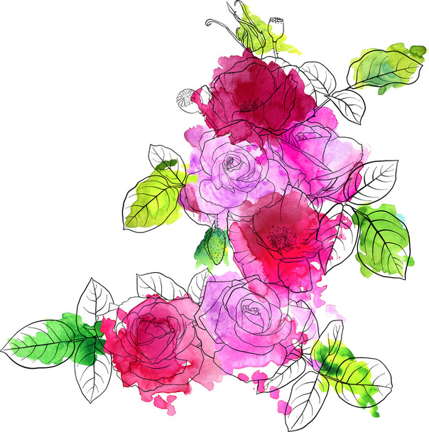 διάνυσμα ζωγραφίζοντας λουλούδια από τριαντάφυλλα - Διάνυσμα, εικόνα