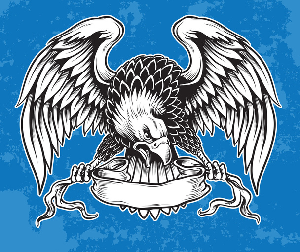 Vetor de rolagem de retenção de águia desenhada à mão detalhado
 - Vetor, Imagem