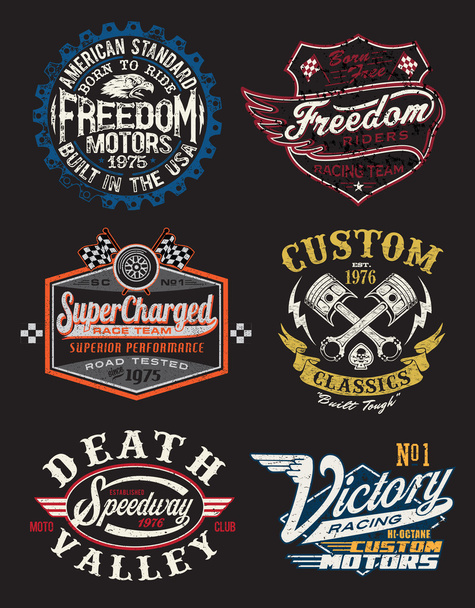 Vintage motorfiets thema badge vectoren - Vector, afbeelding