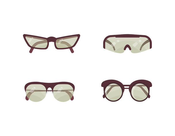 Sunglasses vector set. Spectacles plastic frame collection. Summer sun protection. - Вектор,изображение
