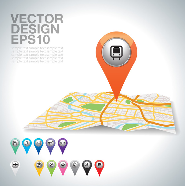bus on map. - Vector, Image