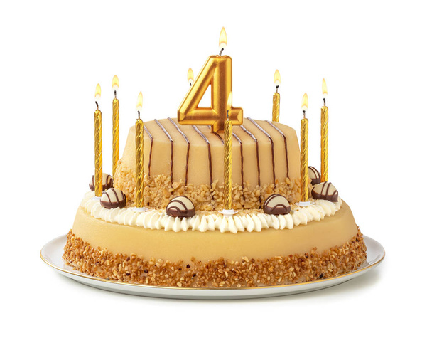 Świąteczny tort ze złotymi świecami-numer 4 - Zdjęcie, obraz