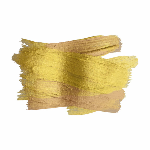 ゴールド水彩テクスチャ ペイント汚れ抽象的なイラスト。驚くほどの設計プロジェクトの輝くブラシ ストローク. - ベクター画像