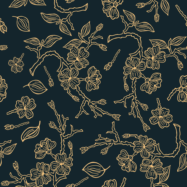 floral μοτίβο. λουλούδια, μπουμπούκια, κλαδιά δέντρων μήλου. Απεικόνιση διανυσματικής σχεδίασης χεριού. eps10 - Διάνυσμα, εικόνα