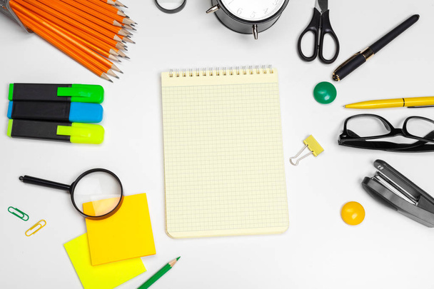 School and office supplies on white background - Foto, immagini