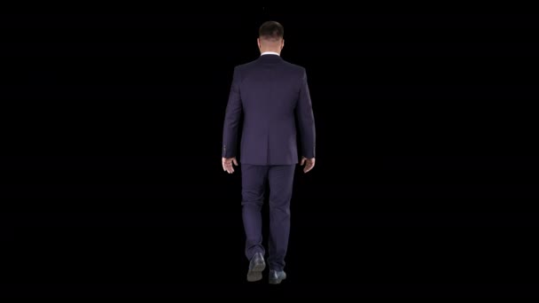 Confident businessman walking, Alpha Channel - Footage, Video
