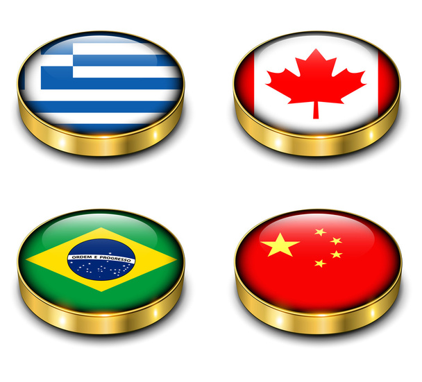 3D flags button - Vetor, Imagem