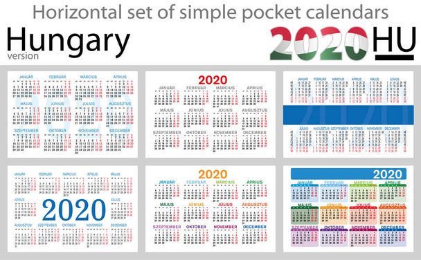 Hongarije set Pocket kalenders voor 2020 - Vector, afbeelding