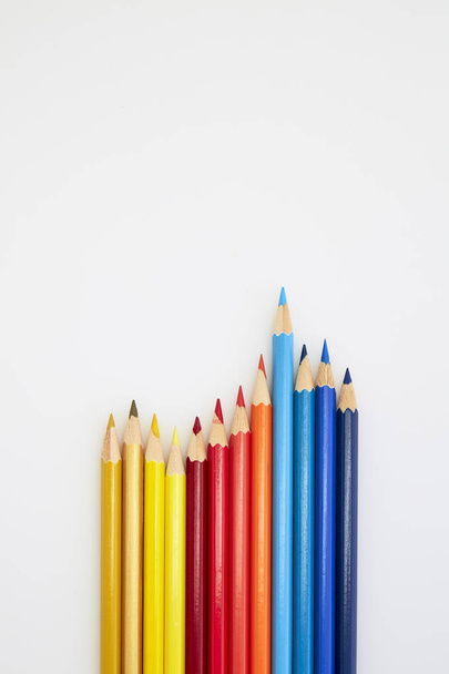 Colorful wooden pencils for drawing on white - Photo, Image