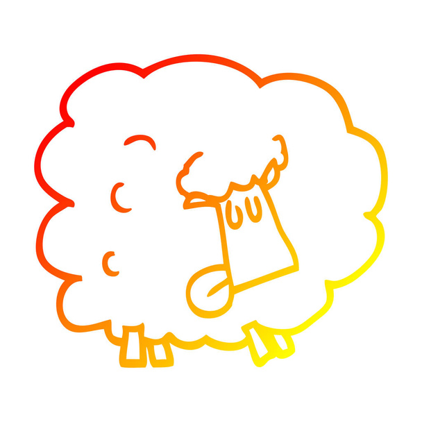 warme Gradientenlinie Zeichnung Cartoon lustige Schafe - Vektor, Bild