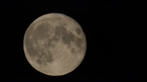 A Full Moon áthalad a sötét égen a hőlégáramlás. - Felvétel, videó