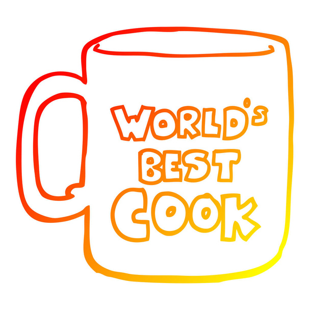 ζεστή γραμμή ντεγκραντέ σχέδιο κόσμους καλύτερο μάγειρα κούπα - Διάνυσμα, εικόνα