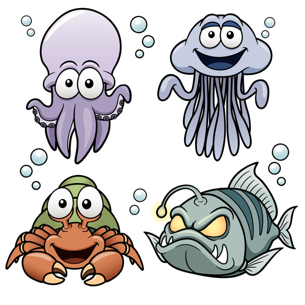 Animali marini cartone animato
 - Vettoriali, immagini