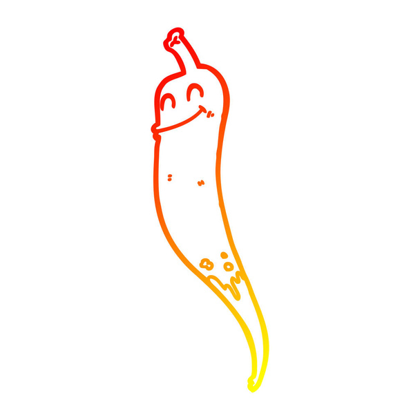 warm gradient line drawing cartoon chili pepper - Vector, Image