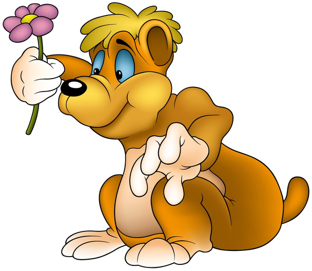 Bear with Flower - Vector, Image