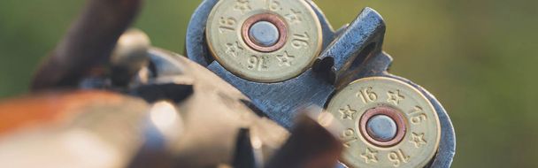 close up of hunting rifle with bullets - Valokuva, kuva