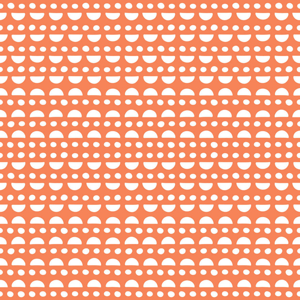 Hand drawn semi circles and spots pattern on an orange background. Bright vector seamless abstract repeat design. - Vector, Image