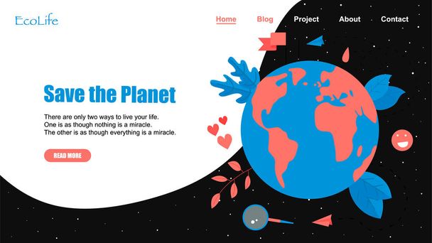 Websablon. Koncepció megmenteni a bolygót és a környezet - Vektor, kép