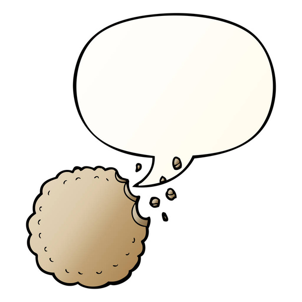 Cartoon cookie i bańka mowy w gładkim stylu gradientu - Wektor, obraz